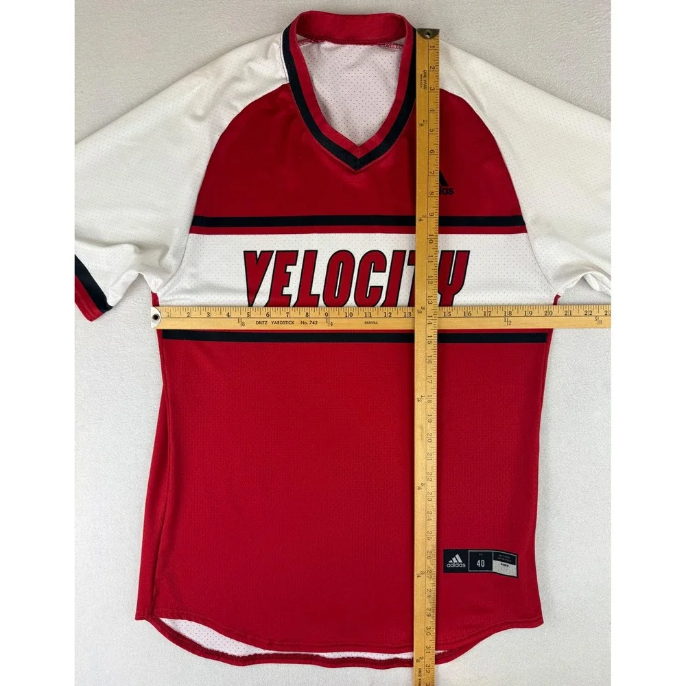 Adidas Velocity Jersey Mens 40 Red White Short Sleeve‎ Number 10 Mesh Baseball